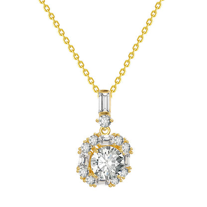 Luxury Style Geometric Round Zircon Chain Necklace