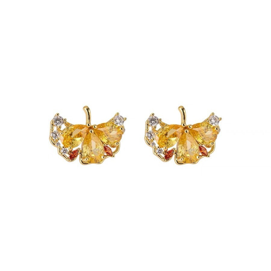 Leaf Shimmer Zircon Ear Studs