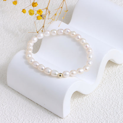 14k Real Gold Freshwater Pearl Bracelet