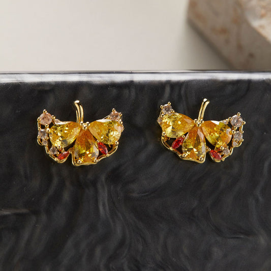 Leaf Shimmer Zircon Ear Studs