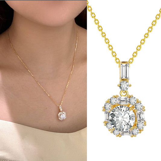 Luxury Style Geometric Round Zircon Chain Necklace