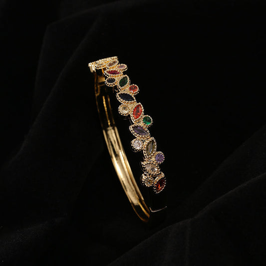 Micro Inlaid Zircon Red Leaf Bracelet