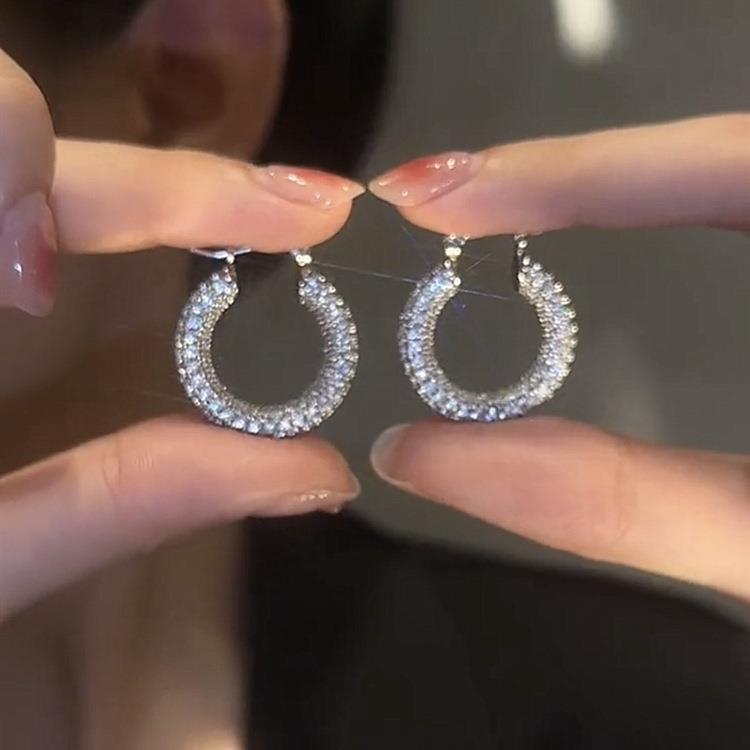 Rhinestone Geometric Hoop Earrings