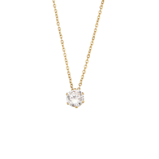 Kyla Solitaire Gold Necklace