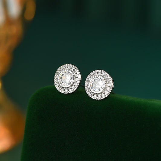 Micro-inlaid Diamond Super Shiny Round Studs