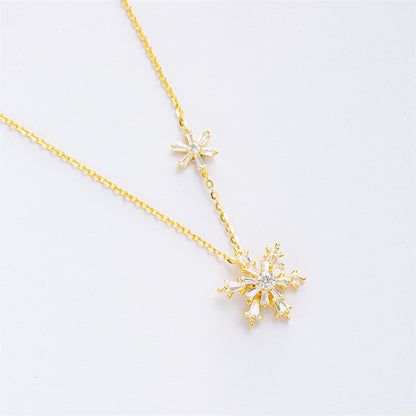 S925 Sterling Silver Snowflake Chain Necklace