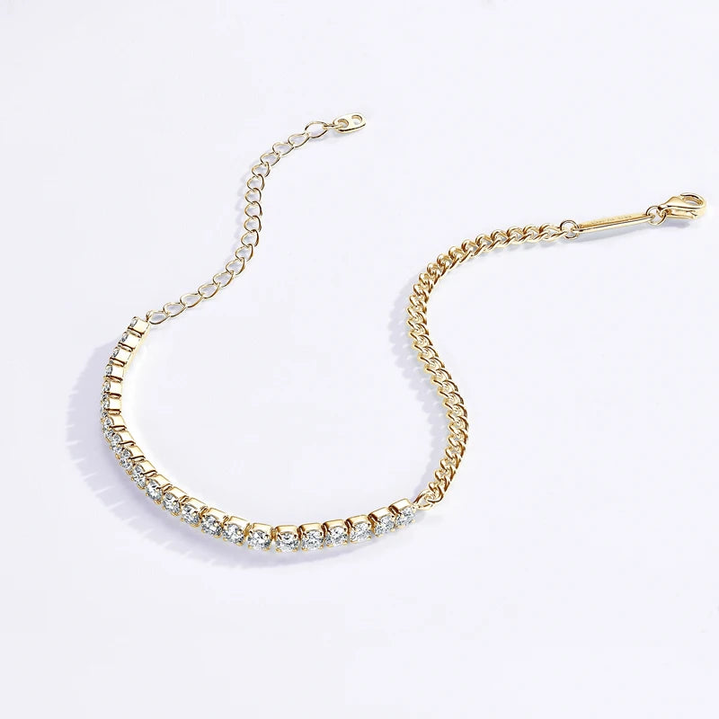 Sterling Moissanite Cuban Chain Bracelet