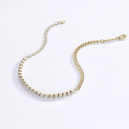 Sterling Moissanite Cuban Chain Bracelet