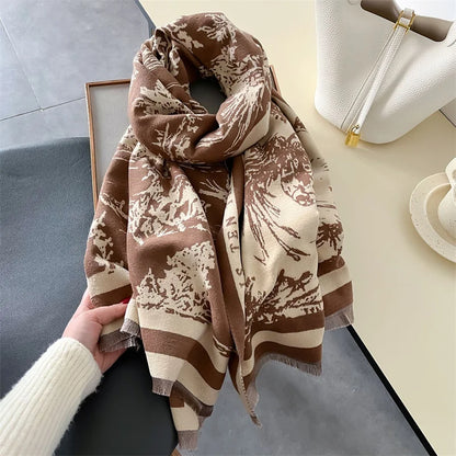 Animal Print Cashmere-Feel Winter Shawl Scarf