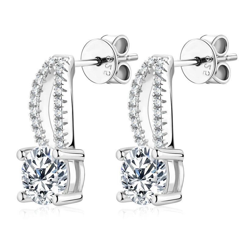 Solitaire Moissanite Drop Earrings – 925 Silver