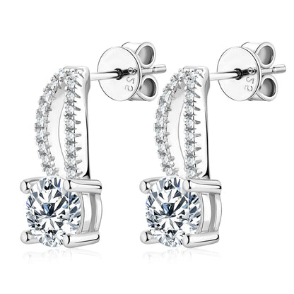 Solitaire Moissanite Drop Earrings – 925 Silver