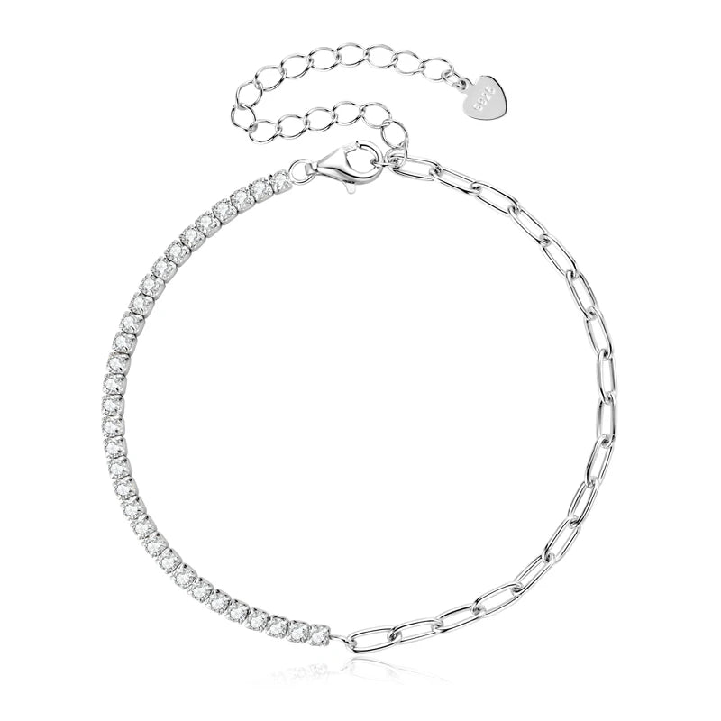 Sterling Moissanite Cuban Chain Bracelet
