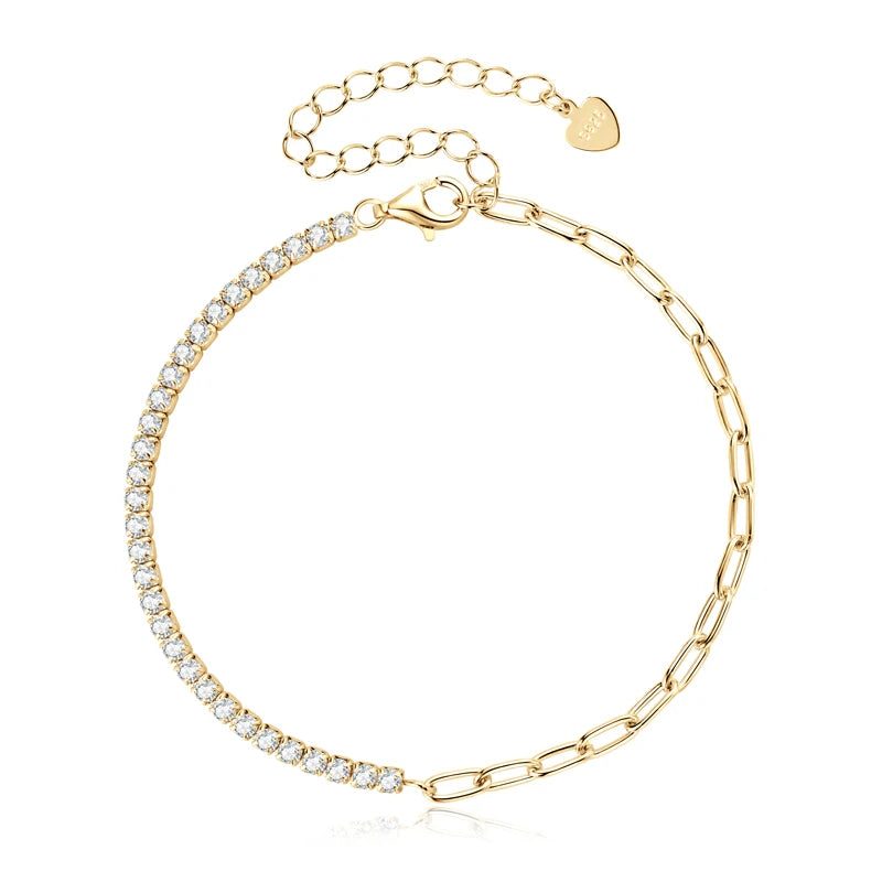Sterling Moissanite Cuban Chain Bracelet