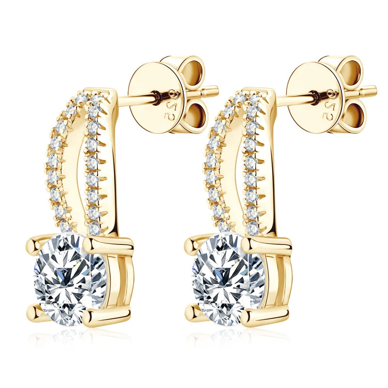 Solitaire Moissanite Drop Earrings – 925 Silver