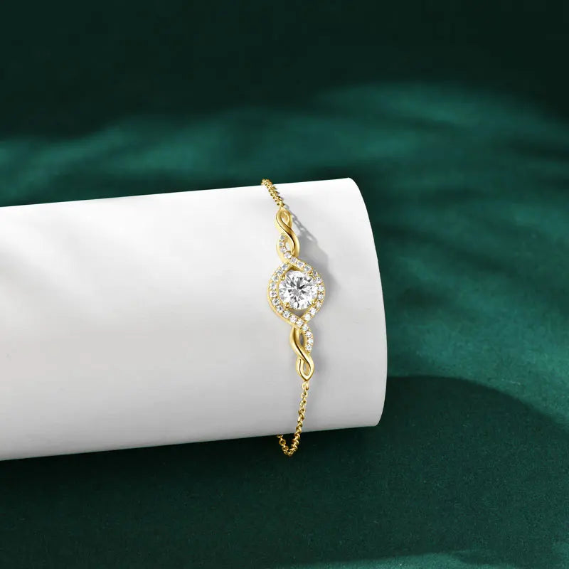 Sterling Moissanite Infinity Charm Bracelet