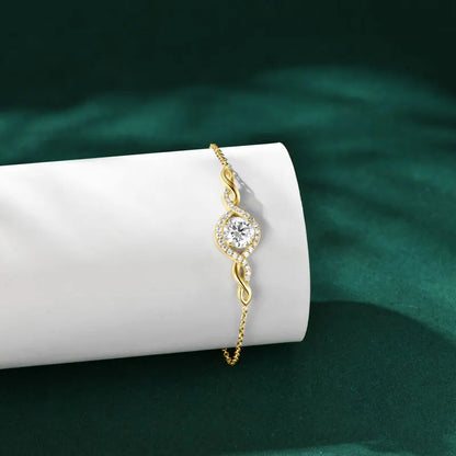 Sterling Moissanite Infinity Charm Bracelet