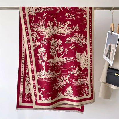 Animal Print Cashmere-Feel Winter Shawl Scarf