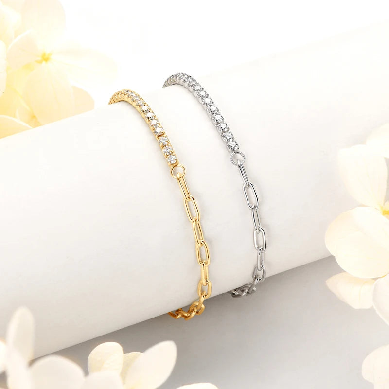 Sterling Moissanite Cuban Chain Bracelet
