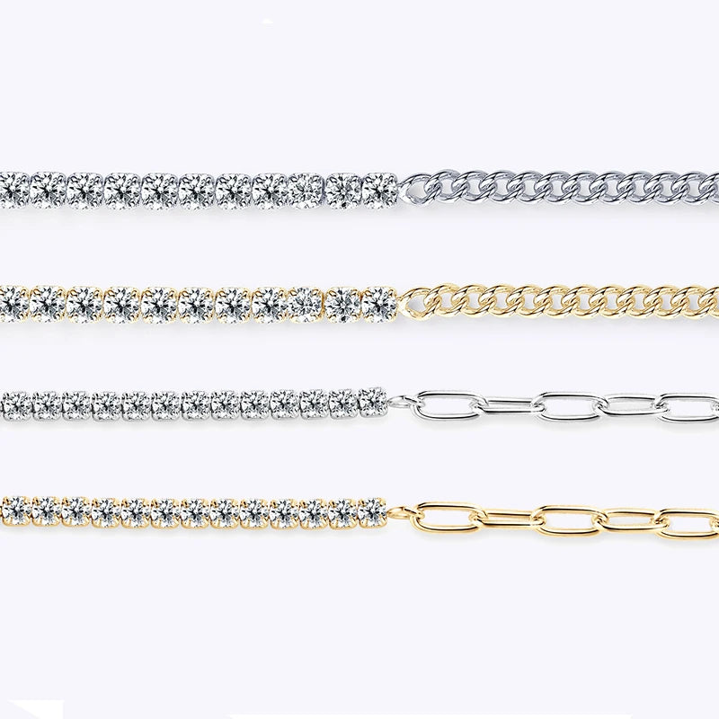 Sterling Moissanite Cuban Chain Bracelet