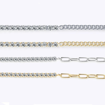Sterling Moissanite Cuban Chain Bracelet