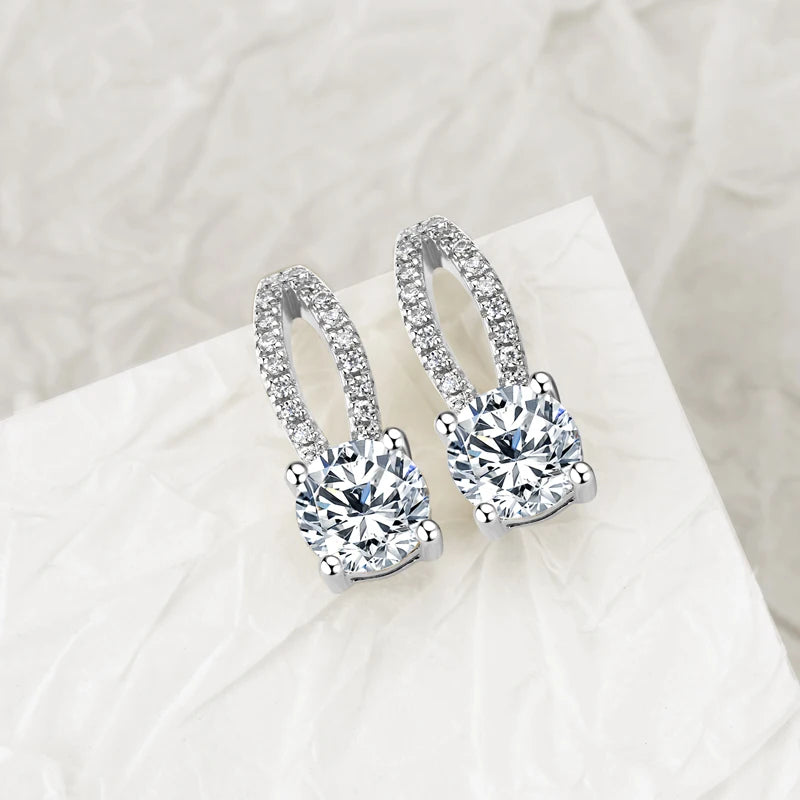 Solitaire Moissanite Drop Earrings – 925 Silver