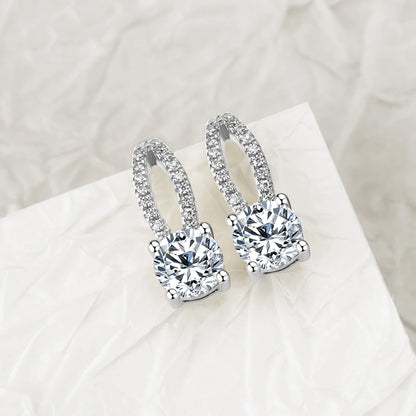 Solitaire Moissanite Drop Earrings – 925 Silver