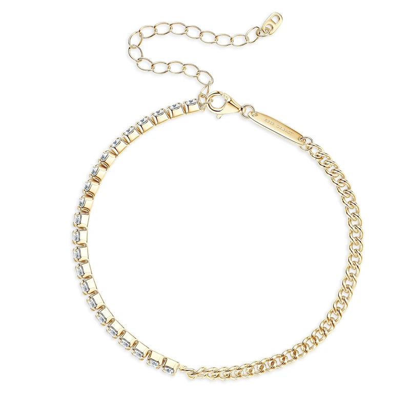 Sterling Moissanite Cuban Chain Bracelet