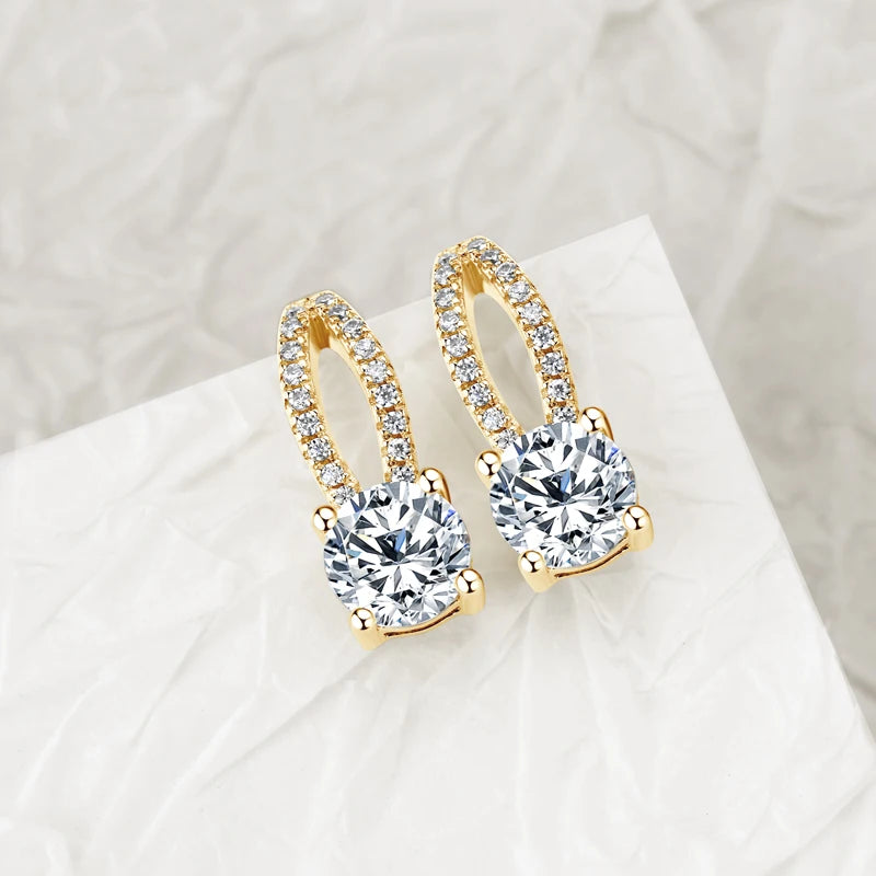 Solitaire Moissanite Drop Earrings – 925 Silver
