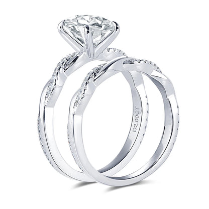 Moonlit Whisper Oval Moissanite Bridal Ring Set