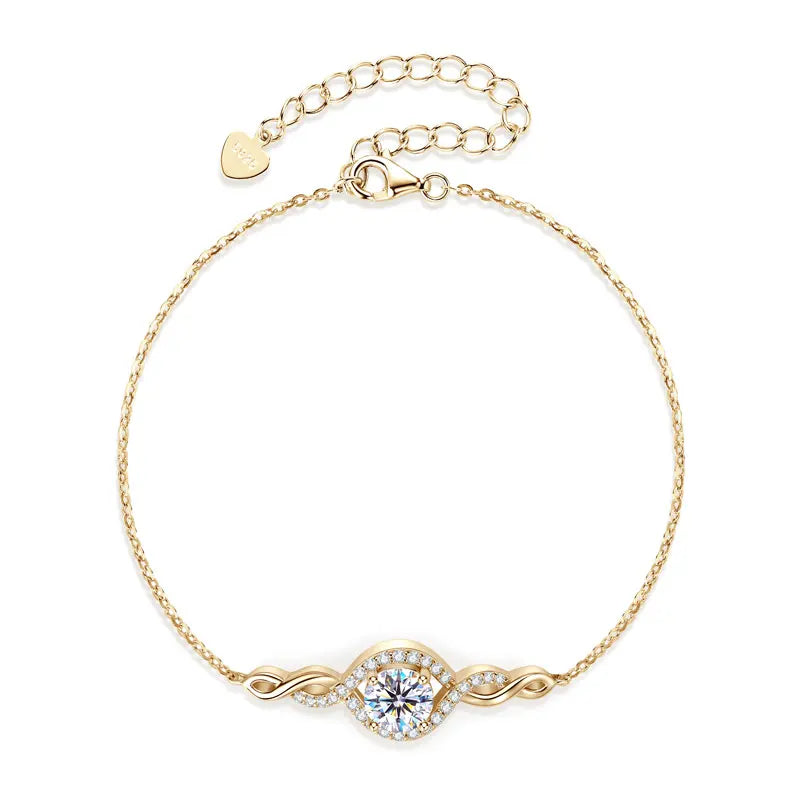 Sterling Moissanite Infinity Charm Bracelet