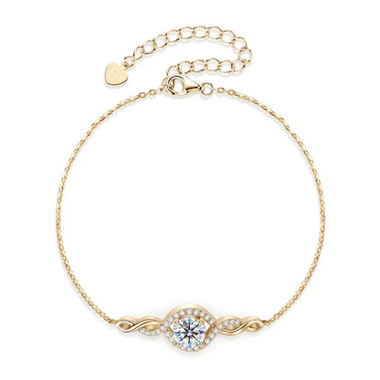 Sterling Moissanite Infinity Charm Bracelet