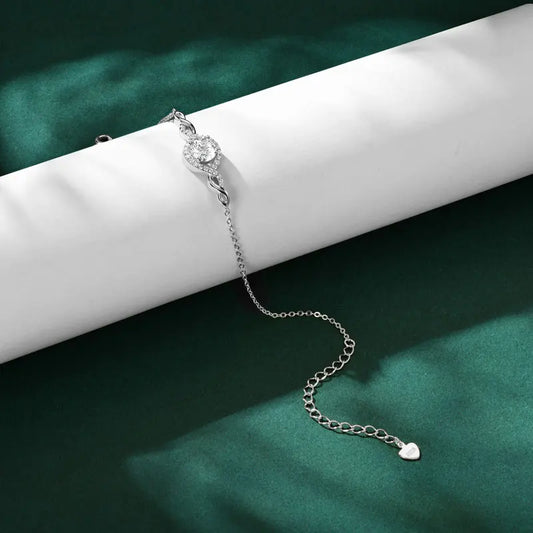 Sterling Moissanite Infinity Charm Bracelet