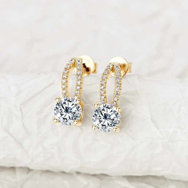 Solitaire Moissanite Drop Earrings – 925 Silver