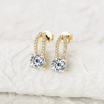 Solitaire Moissanite Drop Earrings – 925 Silver