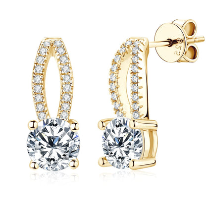 Solitaire Moissanite Drop Earrings – 925 Silver