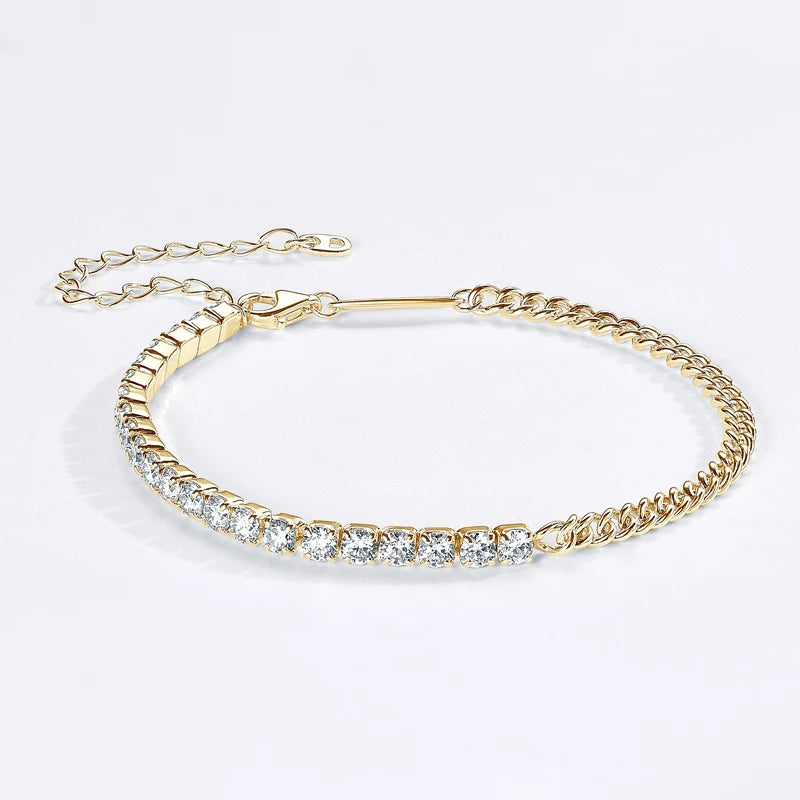 Sterling Moissanite Cuban Chain Bracelet