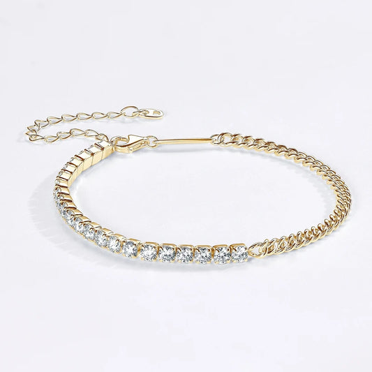 Sterling Moissanite Cuban Chain Bracelet