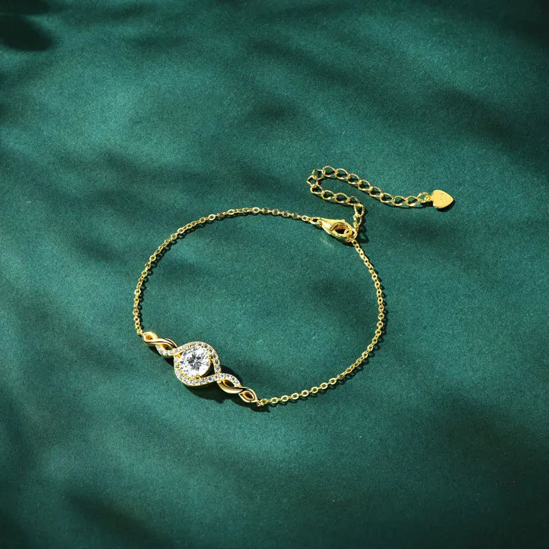 Sterling Moissanite Infinity Charm Bracelet