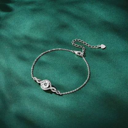 Sterling Moissanite Infinity Charm Bracelet