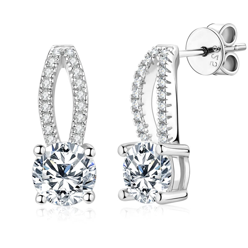Solitaire Moissanite Drop Earrings – 925 Silver