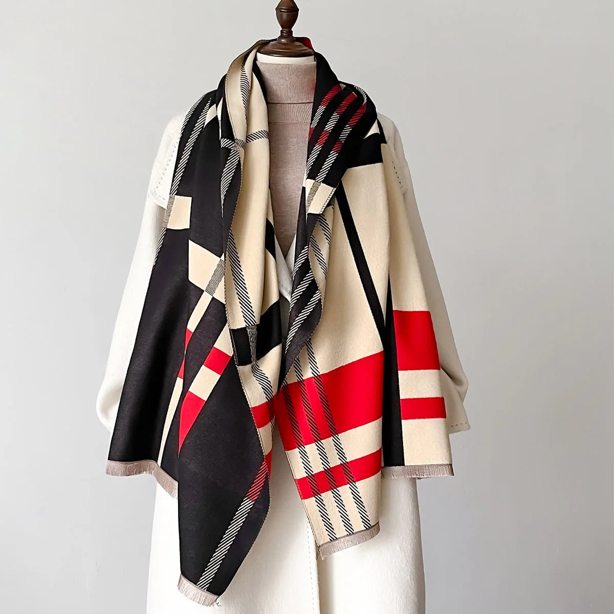 Valériane Luxe Striped Winter Shawl