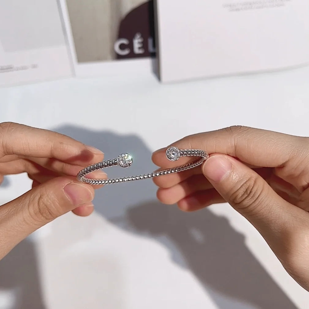 Lucent Embrace Dual Moissanite Bangle