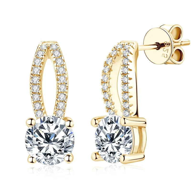 Solitaire Moissanite Drop Earrings – 925 Silver