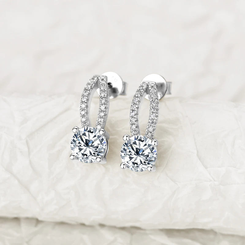 Solitaire Moissanite Drop Earrings – 925 Silver