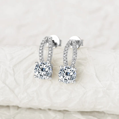 Solitaire Moissanite Drop Earrings – 925 Silver