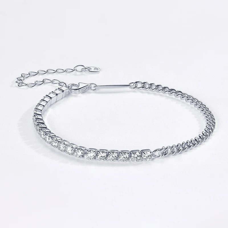 Sterling Moissanite Cuban Chain Bracelet