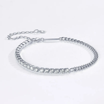 Sterling Moissanite Cuban Chain Bracelet