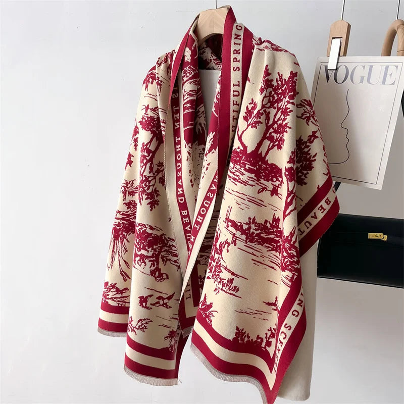 Animal Print Cashmere-Feel Winter Shawl Scarf