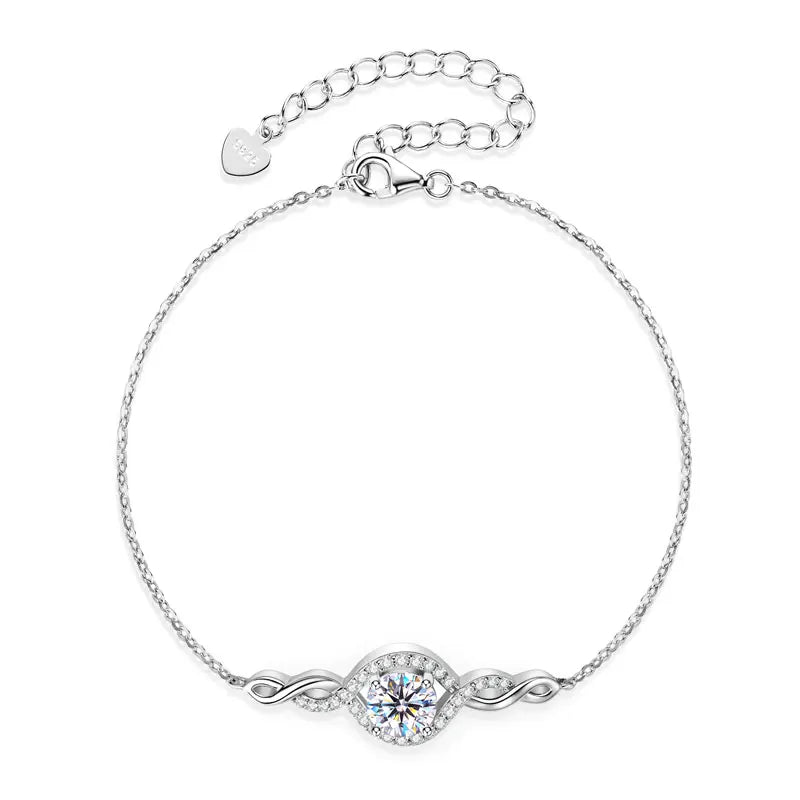 Sterling Moissanite Infinity Charm Bracelet