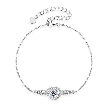 Sterling Moissanite Infinity Charm Bracelet